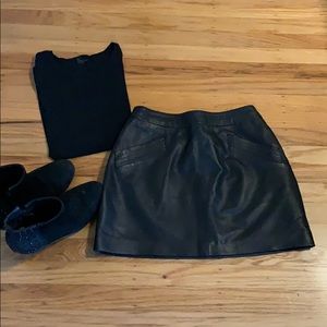 Black Zara lambs leather mini skirt - M